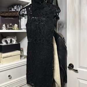 Black Sparkle High Neck Dress